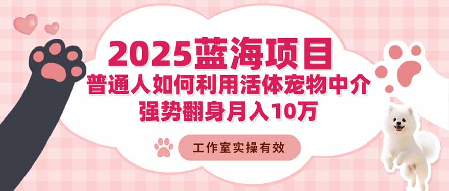 2025蓝海项目:普通人如何利用活体宠物中介,强势翻身月入10万-摇钱树